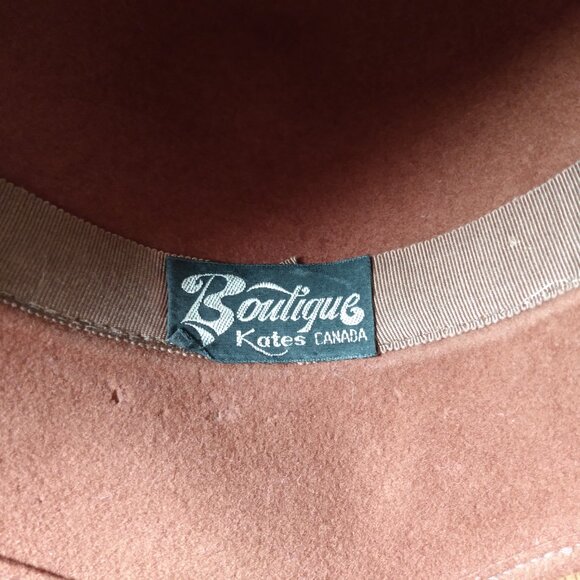 Vintage Brown Wool Felt Hat with Grosgrain Ribbon 21.5" Kates Boutique Canada - Picture 9 of 9